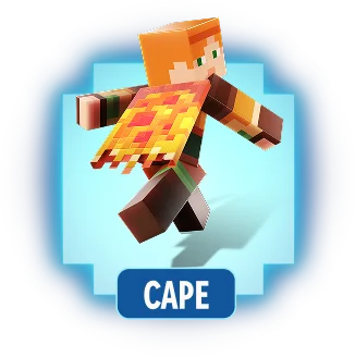 Cape: Alex wearing the pixel-flame cape.