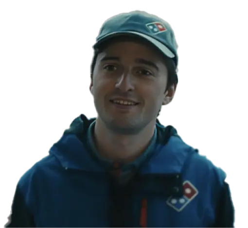 Smiling Domino's delivery driver